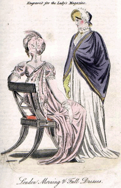 Fashion plate of January 1810 dresses