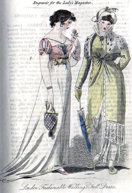 fashion plate of October 1810 dresses