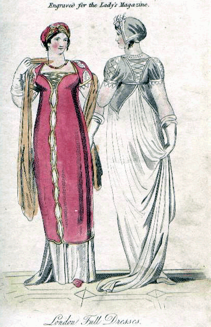 fashion plate of February 1810 dresses