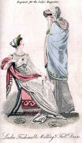 fashion plate of April 1810 dresses